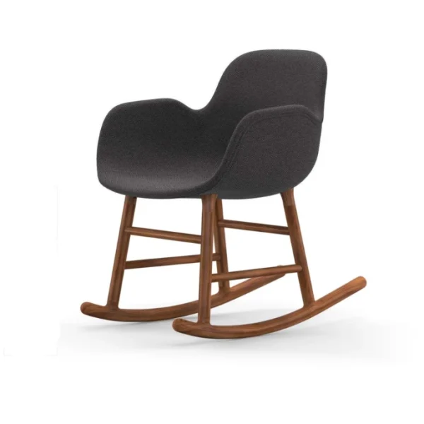 Normann Copenhagen Normann Rocking Walnut Schaukelstuhl Textil-gepolstert Breeze – H 73 X B 56 X T 67 Cm – Dark Grey 4001 1