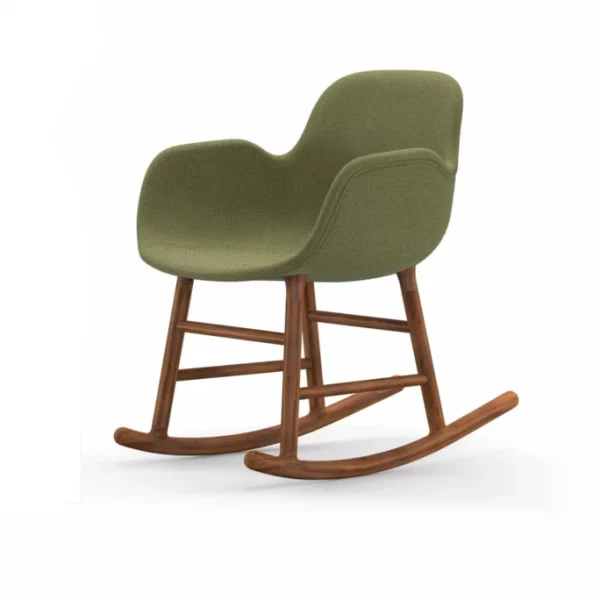 Normann Copenhagen Normann Rocking Walnut Schaukelstuhl Textil-gepolstert Breeze – H 73 X B 56 X T 67 Cm – Green – 4803 1