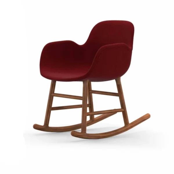 Normann Copenhagen Normann Rocking Walnut Schaukelstuhl Textil-gepolstert Breeze – H 73 X B 56 X T 67 Cm – Red 4401 1